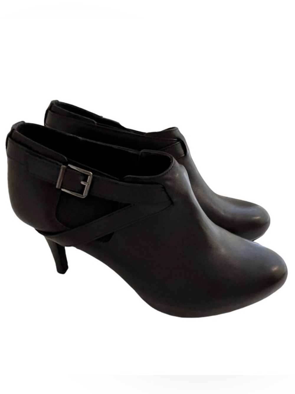 me too Black Heeled Buckle Detail "Marble" Shootie/Ankle Boot 8.5